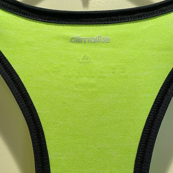 New Adidas Medium Tank Top Performance Climalite Baby Bro Neon Green Black NWT - Picture 4 of 5